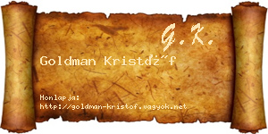 Goldman Kristóf névjegykártya